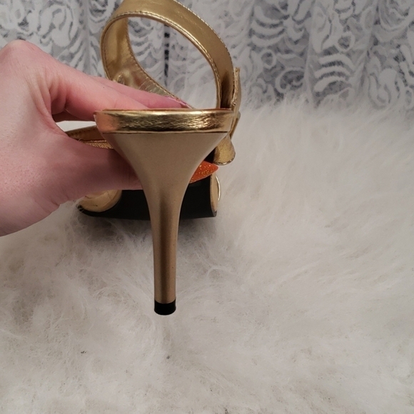 Metallic Gold/O Ring Rhinestone Heels - Picture 5 of 5